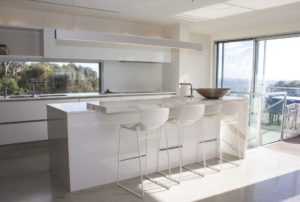 Kitchen bench with steel chairs