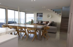 Wooden table and chairs on living room